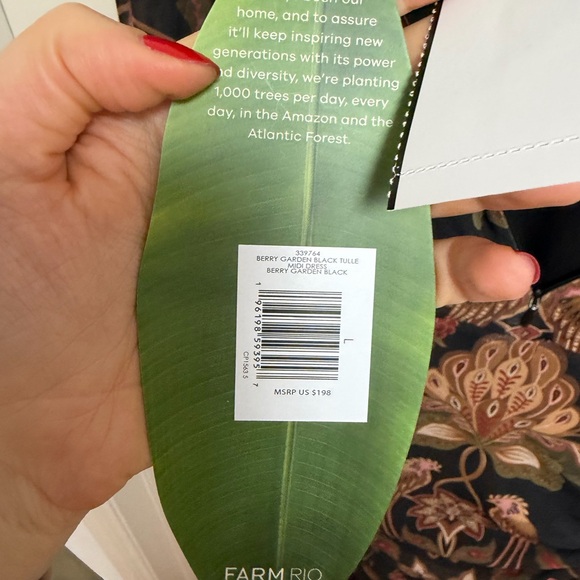 Farm Rio Black Berry Garden Tulle Midi Dress Size Large - Picture 6 of 9